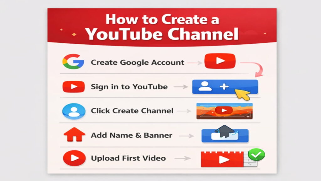How to create a YouTube channel step-by-step infographic guide