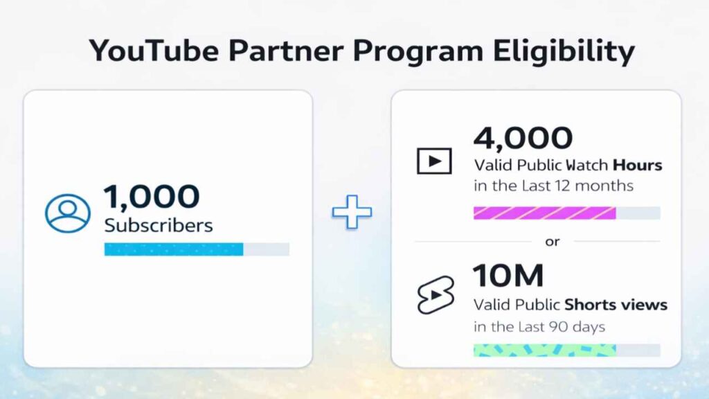 YouTube Partner Program requirements for beginners learning how to create a YouTube channel