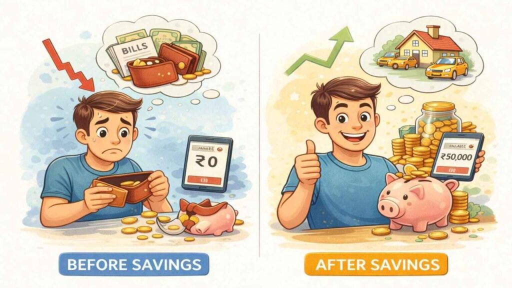 how to save money from salary before and after savings financial planning concept